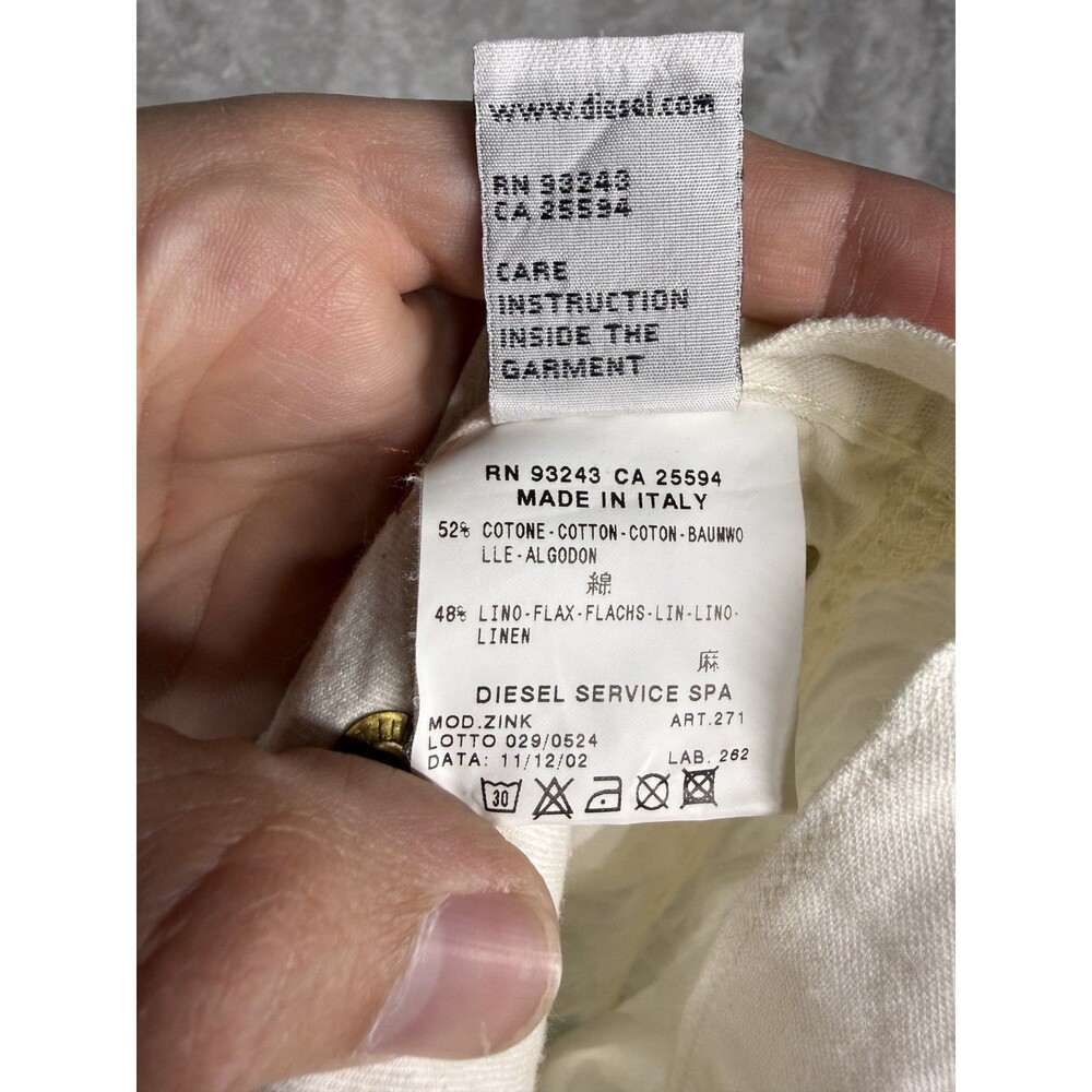Vtg Diesel Pants Womens 27x31 Linen Blend Floral Art Italy Lightweight Zink Y2K - Picture 15 of 15